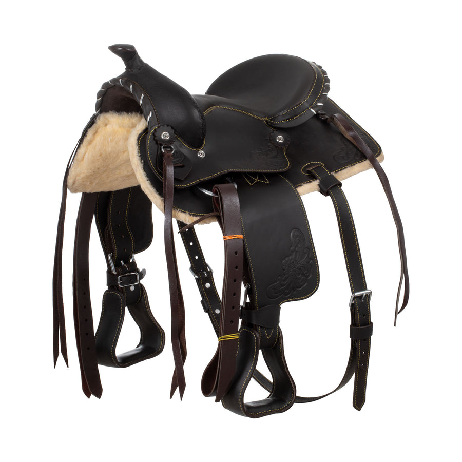 Selle western poney Lakota Silver Wire, travail flower, 8, 11 ou 13 pouces