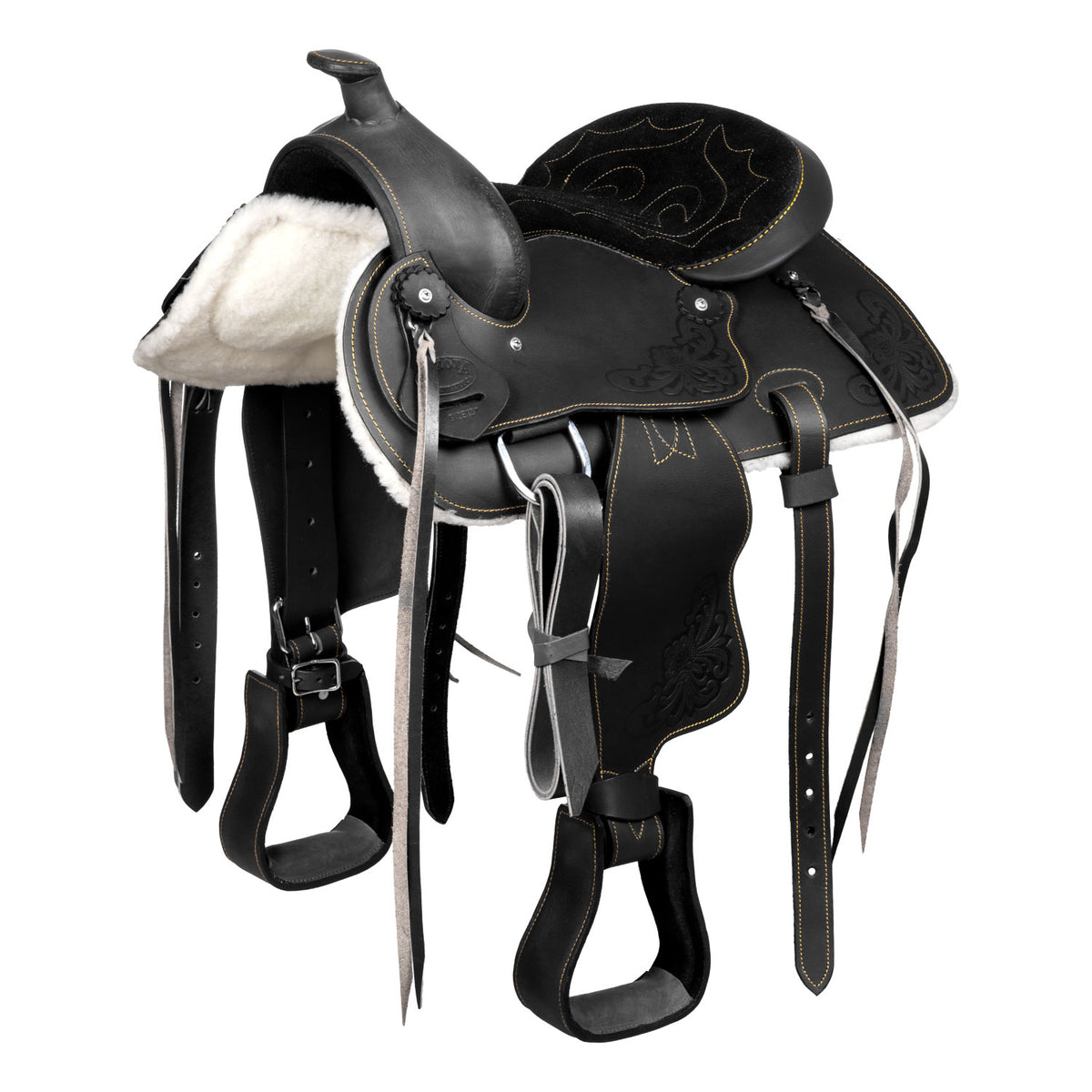 Selle western poney Lakota Prime, siège suédé, dessous mouton synthétique
