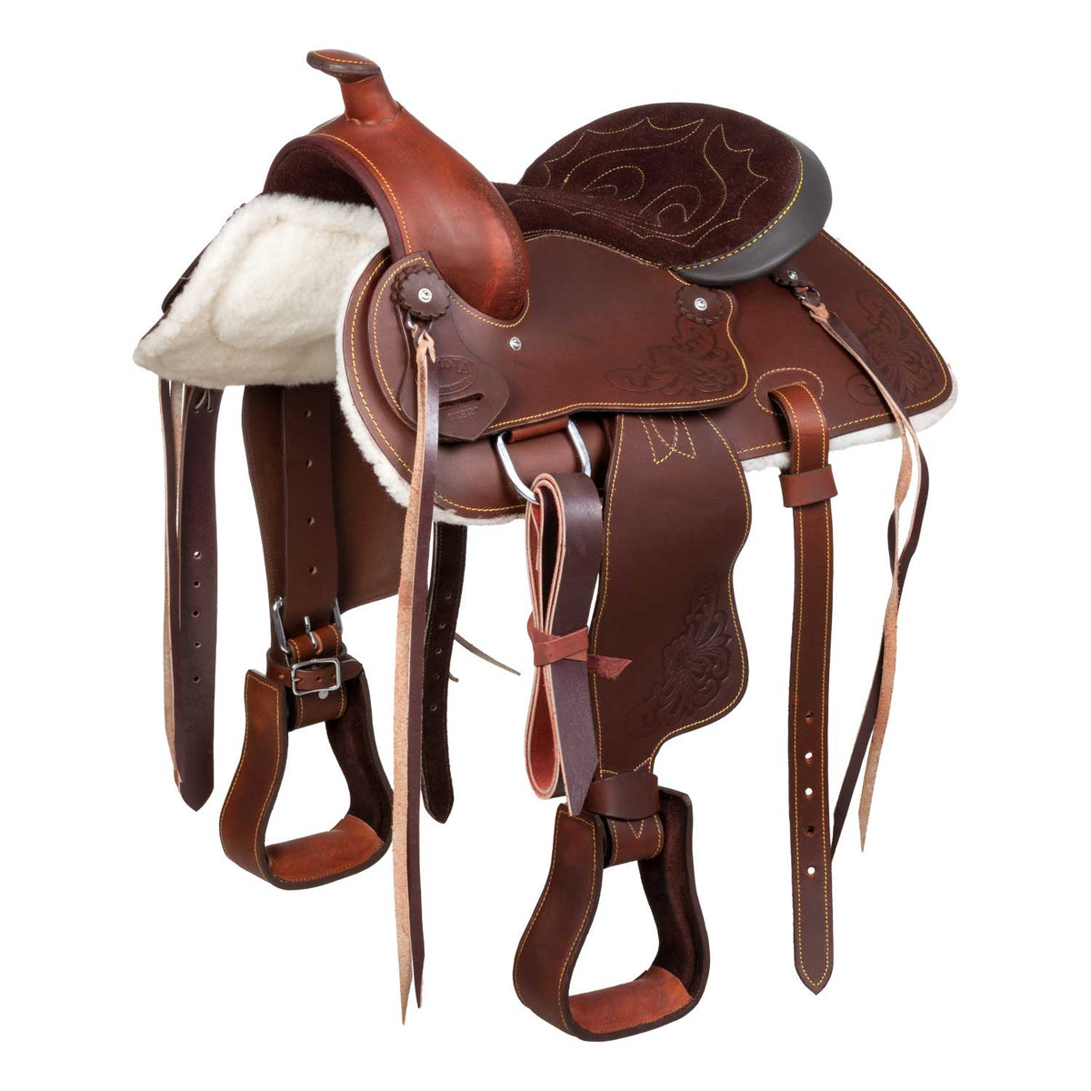 Selle western poney Lakota Prime, siège suédé, dessous mouton synthétique