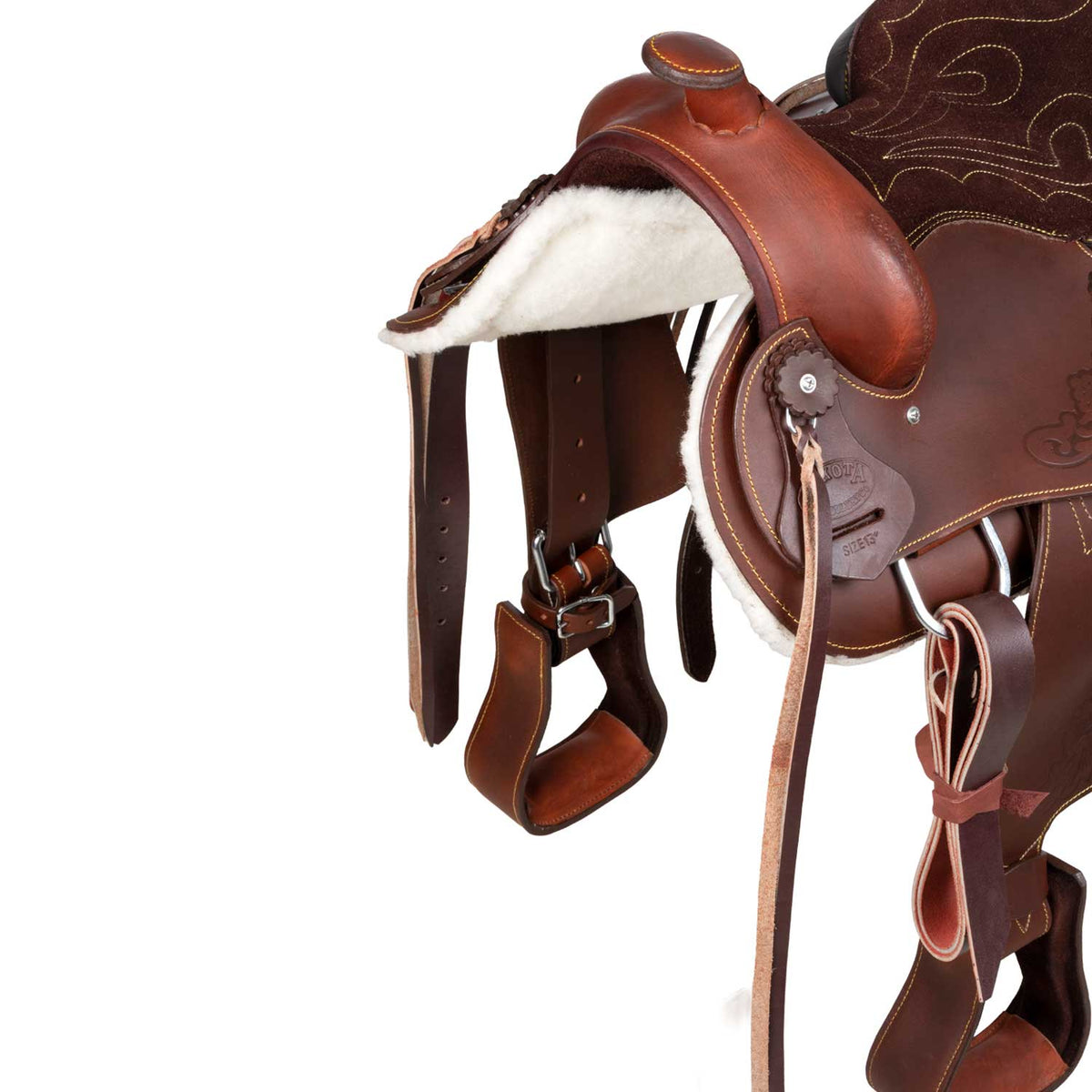 Selle western poney Lakota Prime, siège suédé, dessous mouton synthétique