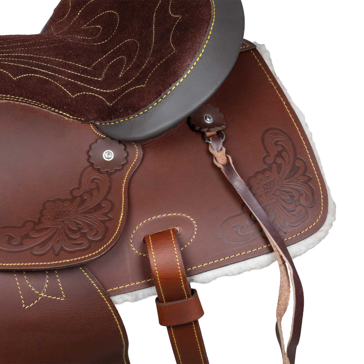 Selle western poney Lakota Prime, siège suédé, dessous mouton synthétique