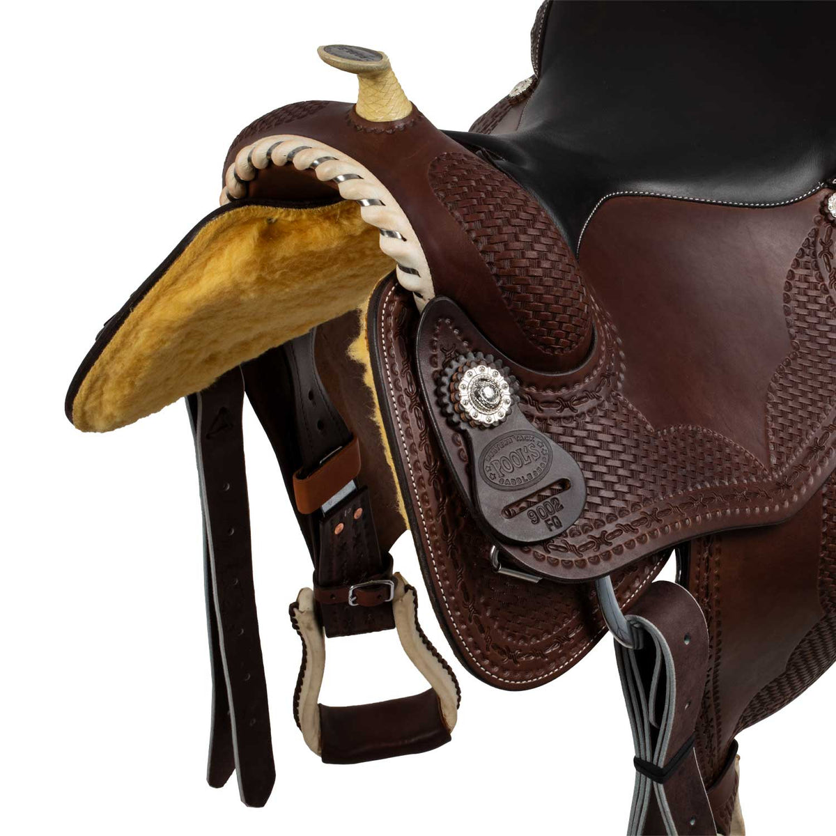 Selle de reining Pool's Genuine Butterfly 9002, cuir harness et rawhide