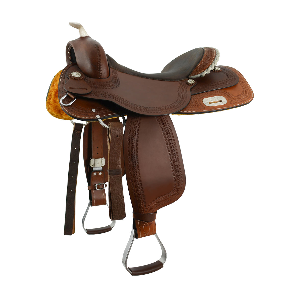 Selle de reining Denver Quarter, border stamp et rawhide, arçon Ralide