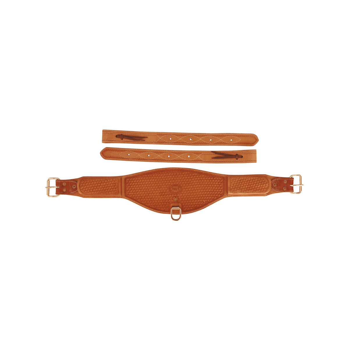 Sangle arrière western Pool's en cuir travail basket, anneau central