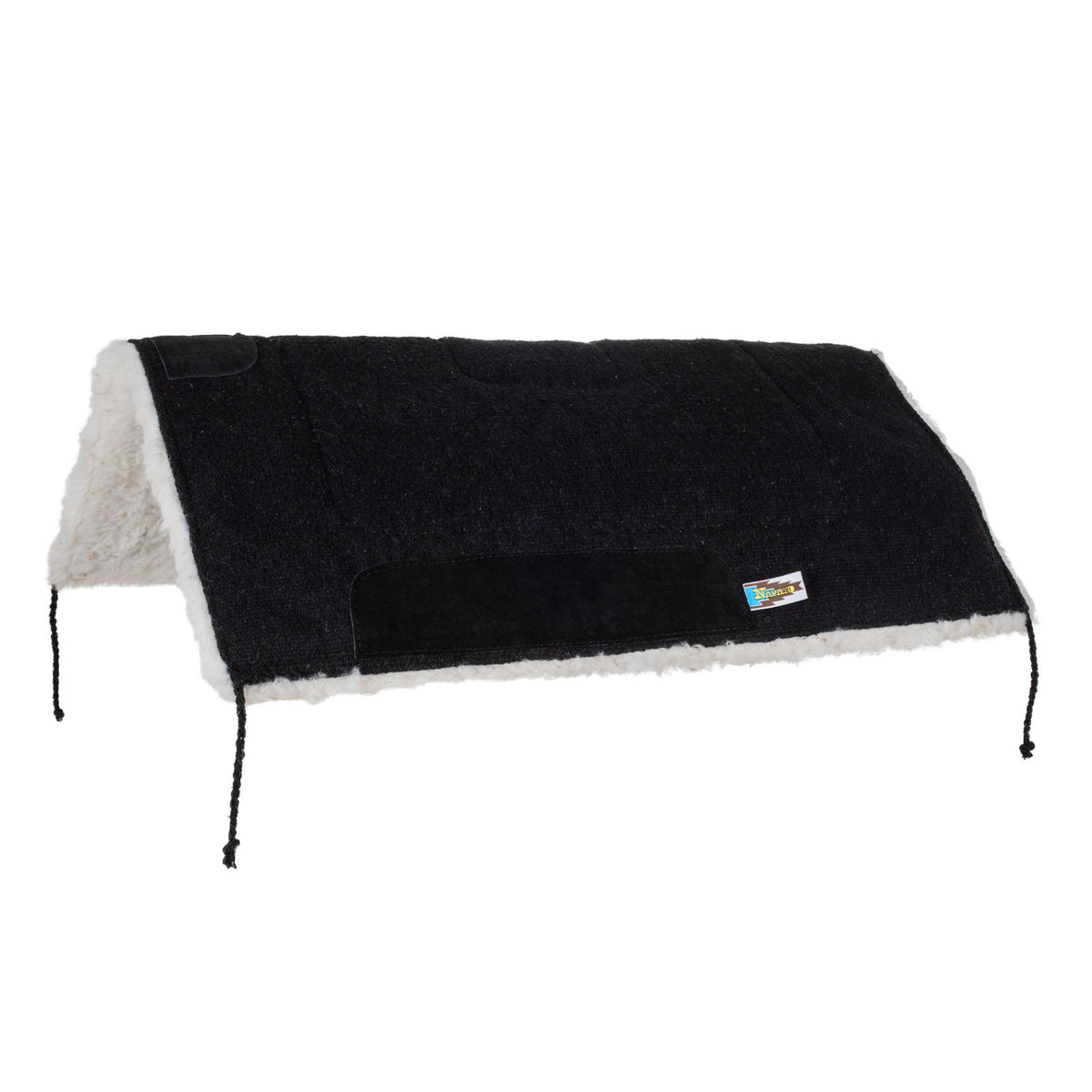 Tapis de selle western Lakota uni, mouton synthétique et cuir, 30 x 30