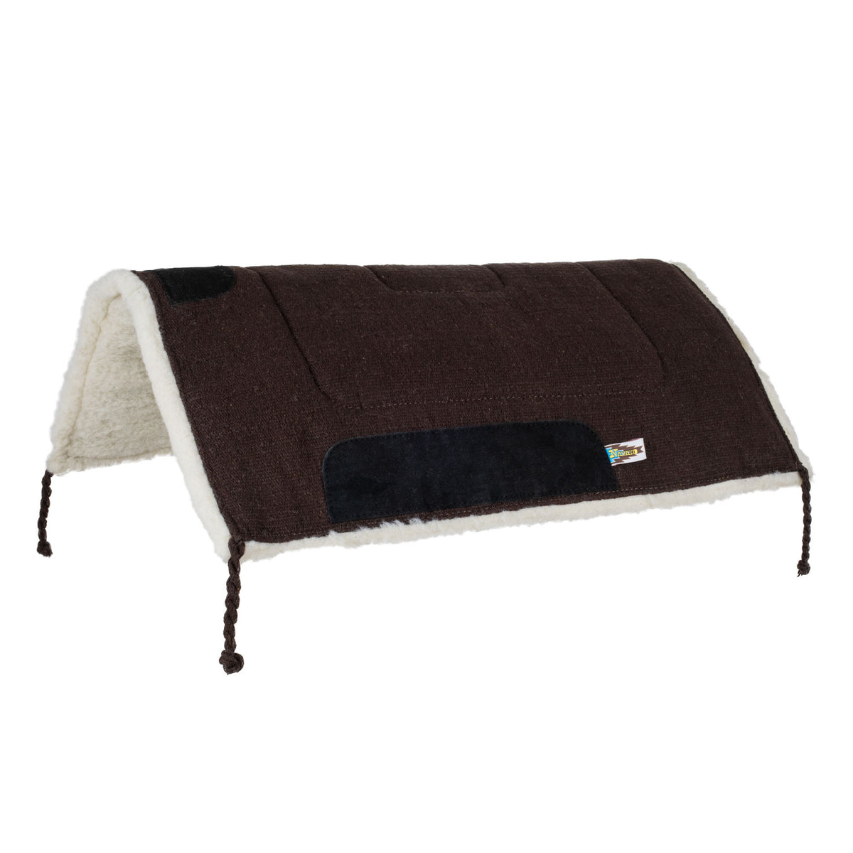 Tapis de selle western Lakota uni, mouton synthétique et cuir, 30 x 30