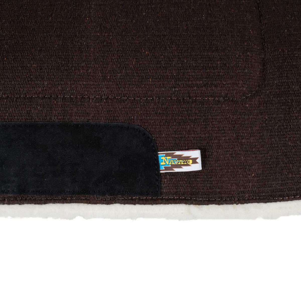 Tapis de selle western Lakota uni, mouton synthétique et cuir, 30 x 30