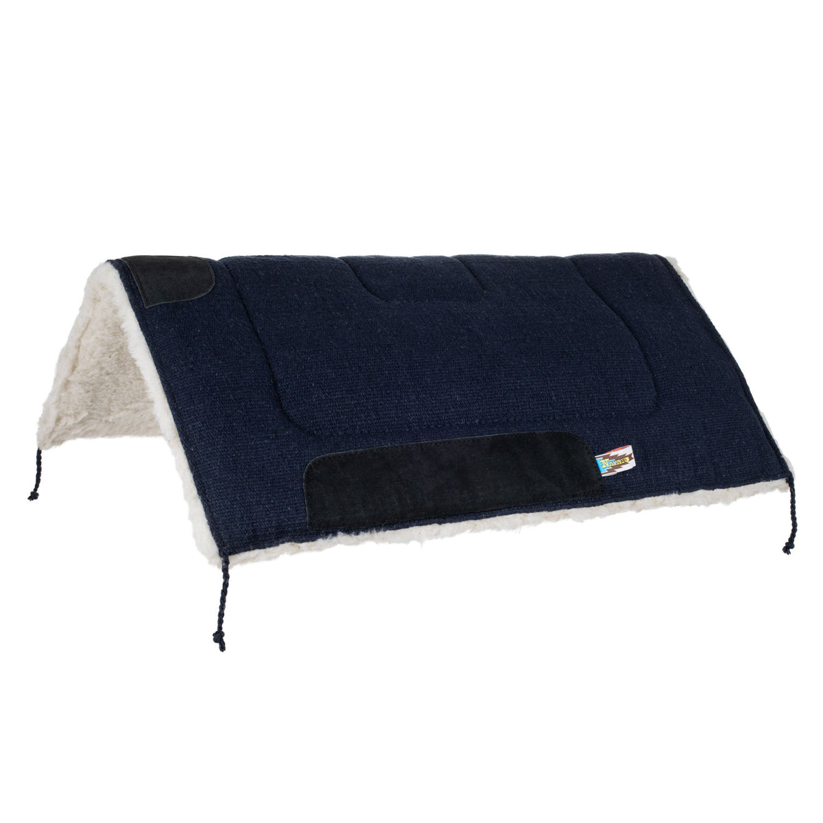 Tapis de selle western Lakota uni, mouton synthétique et cuir, 30 x 30