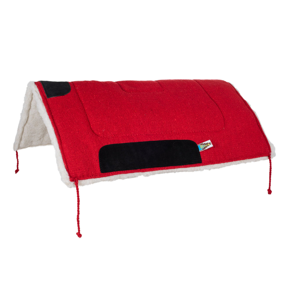 Tapis de selle western Lakota uni, mouton synthétique et cuir, 30 x 30