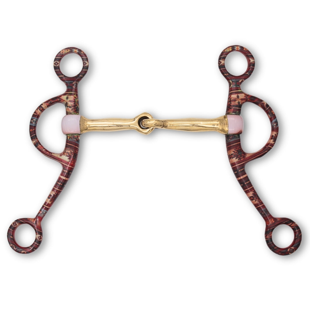 Mors western argentin à branches décor amérindien, canon cuivre, 12,5 cm