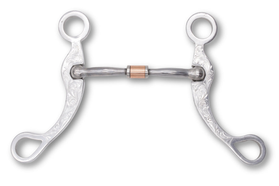 Mors western à branches gravées avec rouleau cuivre, 13,5 cm