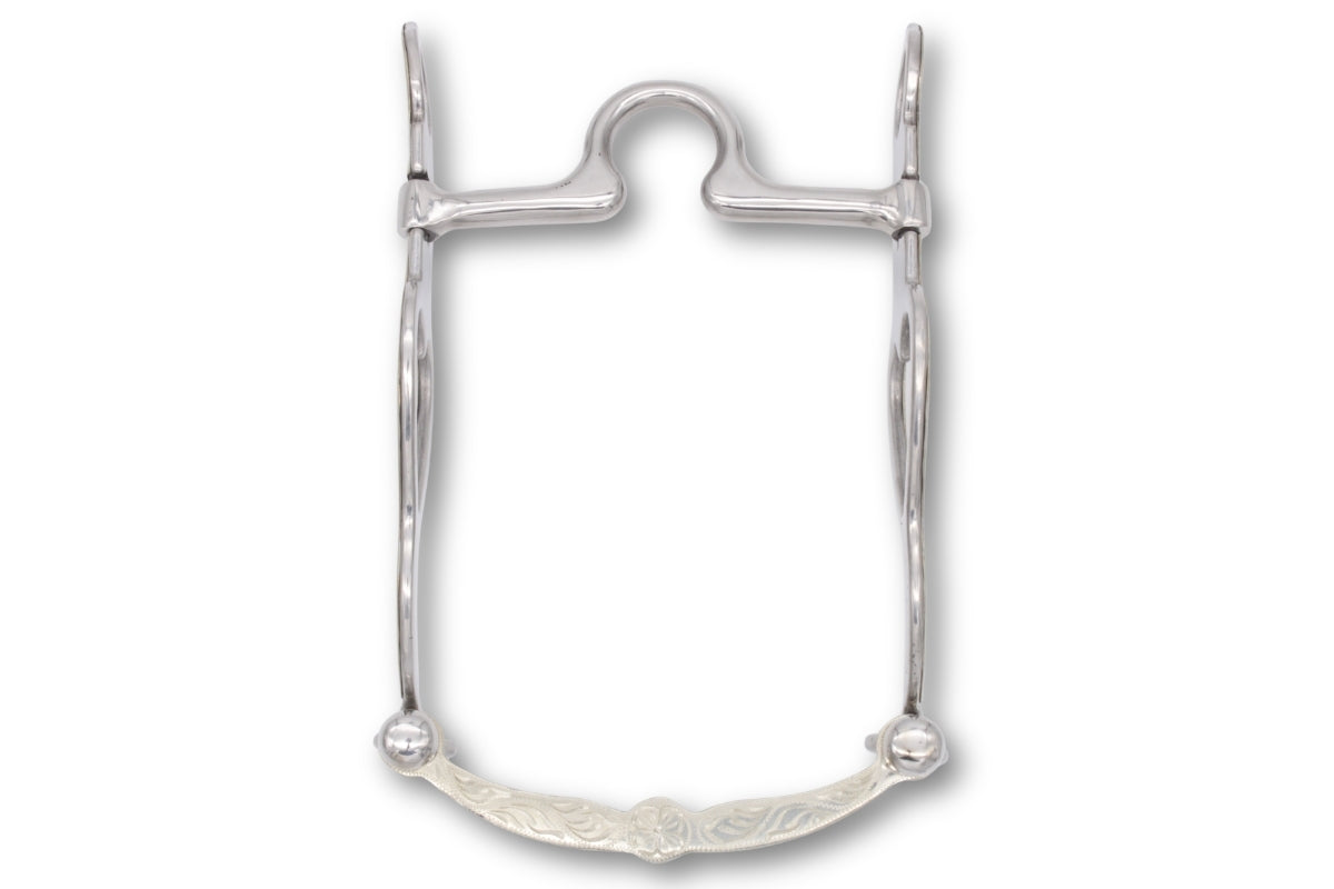 Mors western spade à branches cœur gravées, 11,5 cm