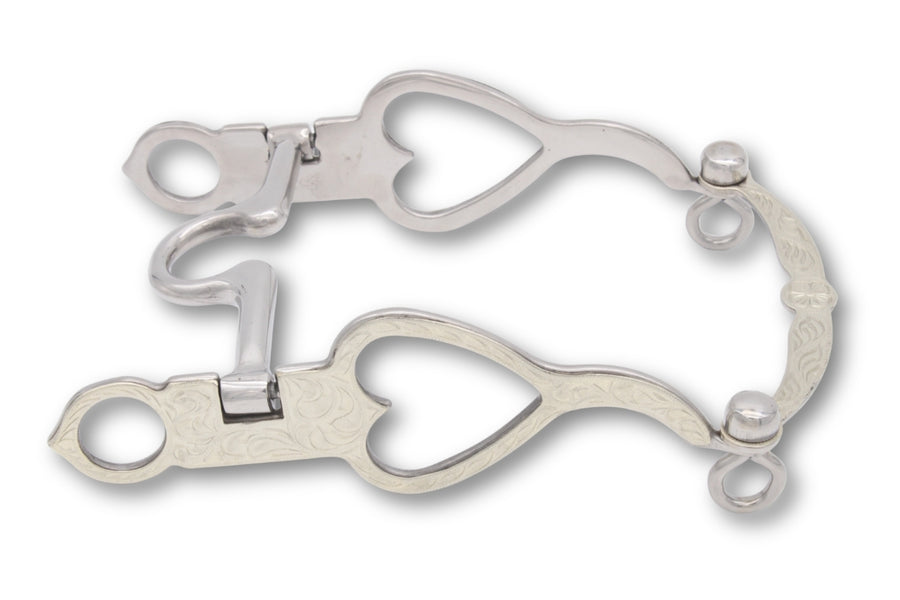 Mors western spade à branches cœur gravées, 11,5 cm