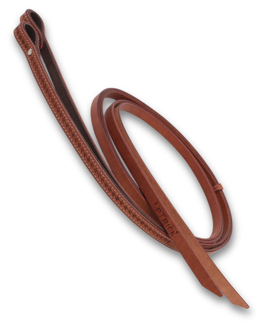 Split reins en cuir harness marron décoré, 5/8, 220 cm