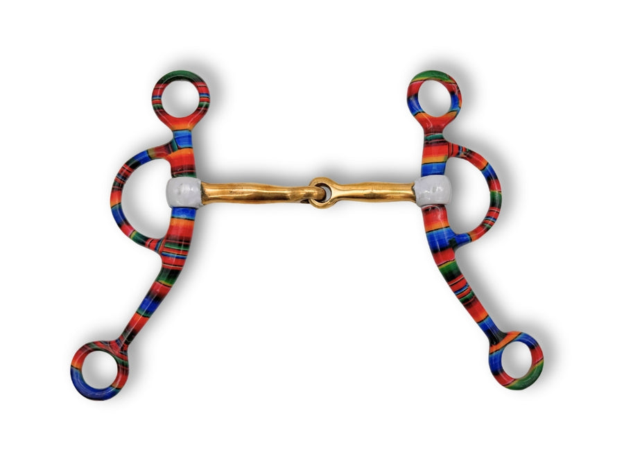 Mors western argentin à branches décor coloré, simple brisure, 11,5 cm