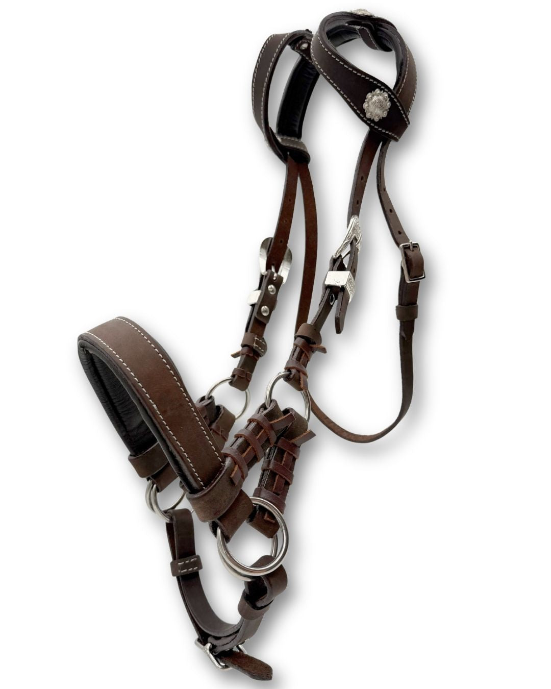 Side-pull western deux oreilles rembourré, cuir marron foncé