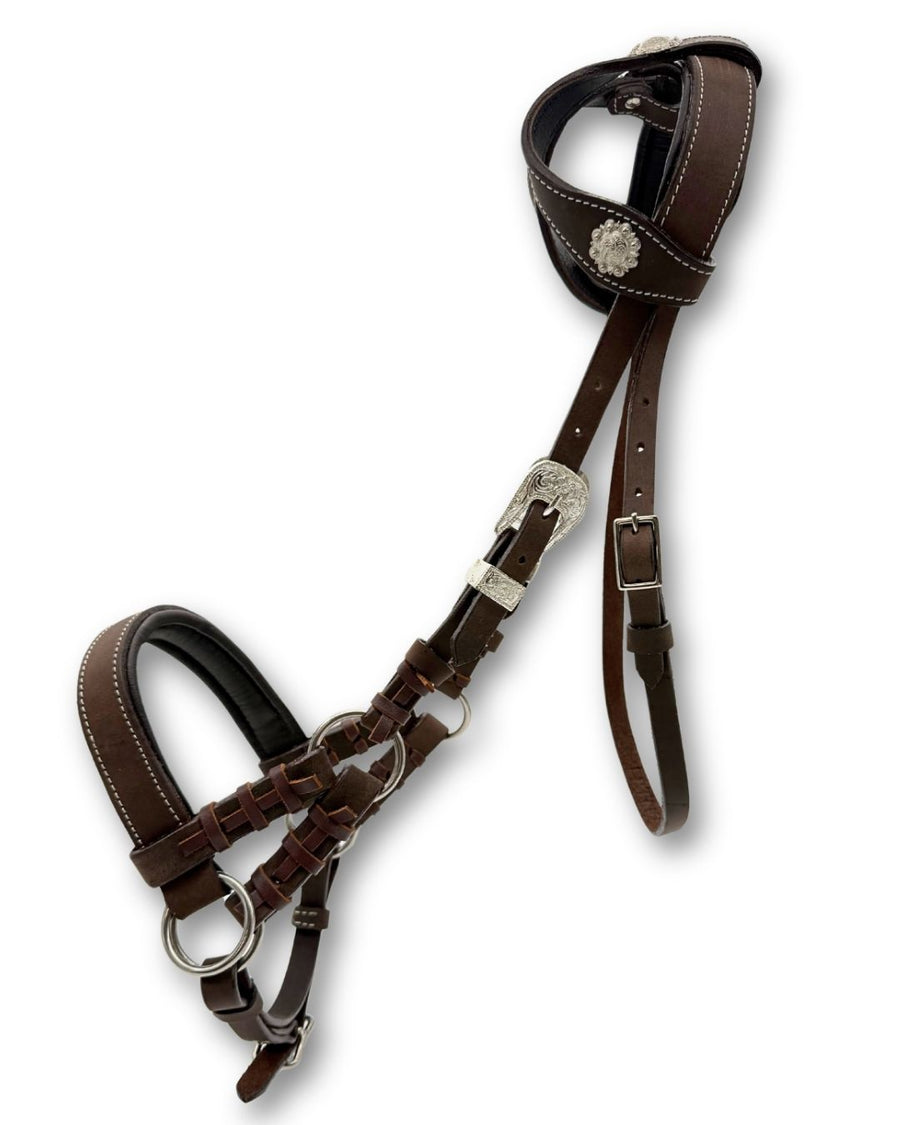 Side-pull western deux oreilles rembourré, cuir marron foncé