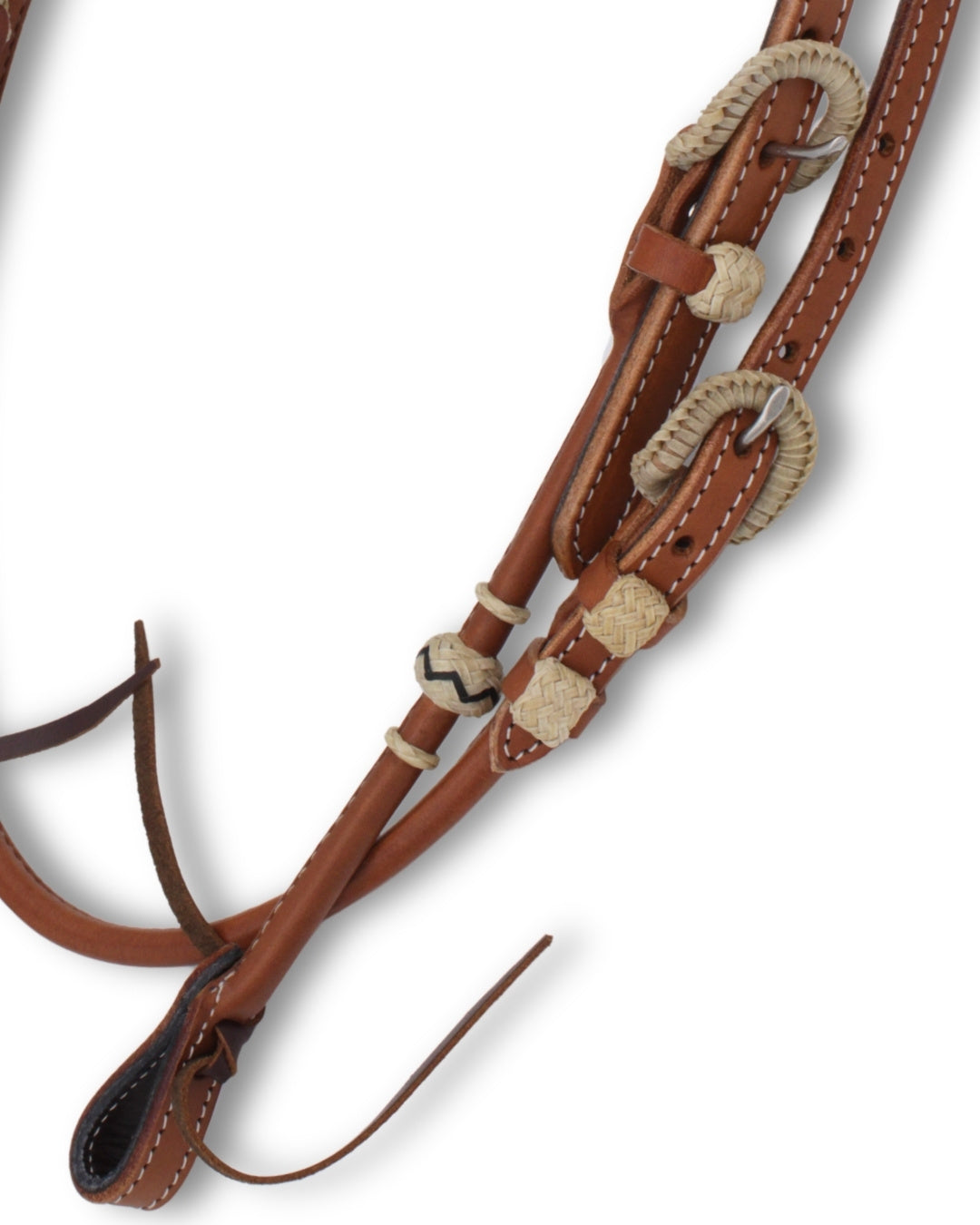Bridon western deux oreilles cuir américain roulé, accents cuir brut