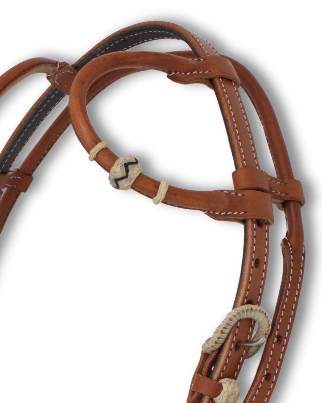 Bridon western deux oreilles cuir américain roulé, accents cuir brut
