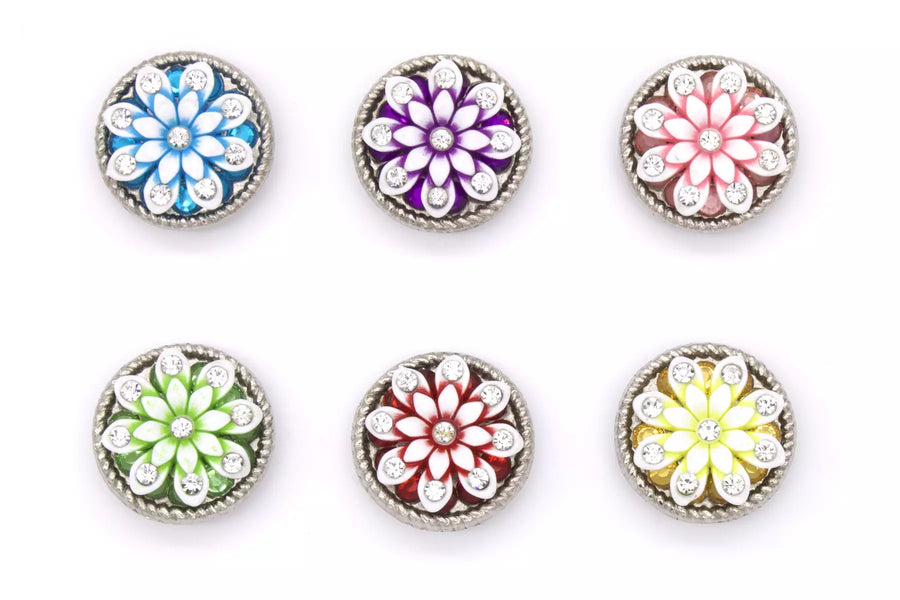 Concho fleur à strass, 3,5 cm, à visser, plusieurs couleurs