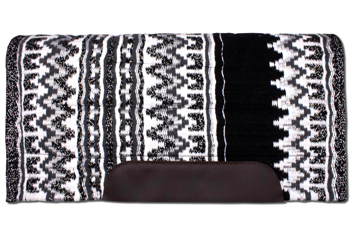 Tapis western mouton véritable et blanket argent et noir cousus