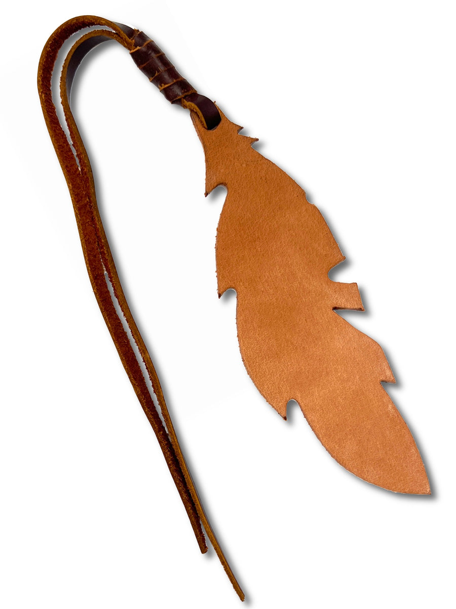 Plume décorative en cuir naturel, 18 cm, avec lacets