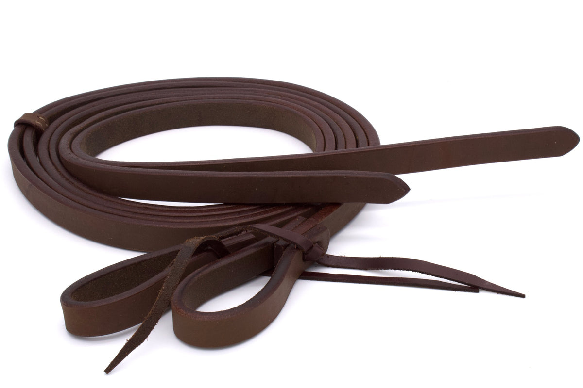 Split reins lourdes en cuir huilé marron foncé, 5/8, 213 ou 244 cm