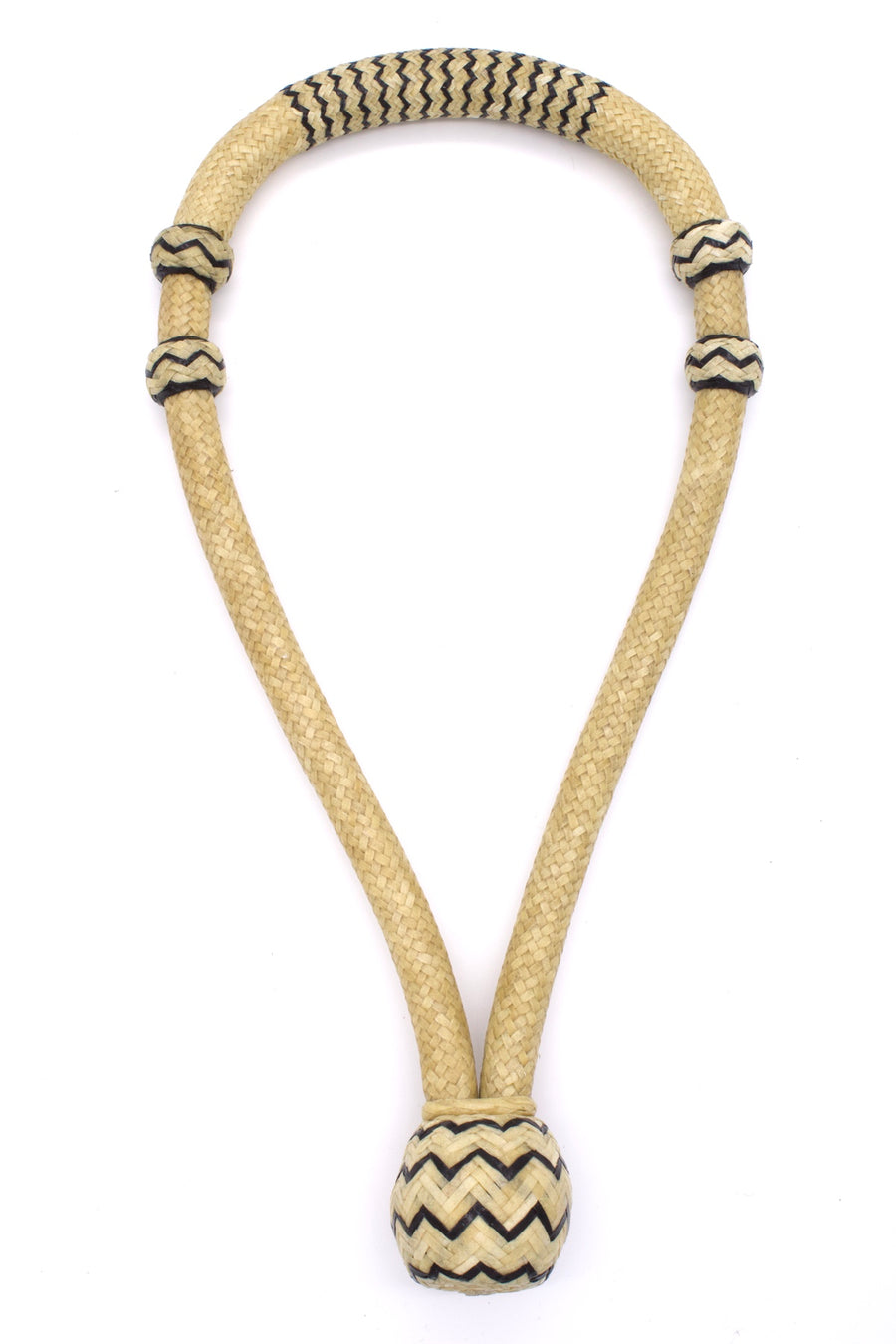Bosal western en cuir brut tressé, âme cuir brut, décor noir, 5/8