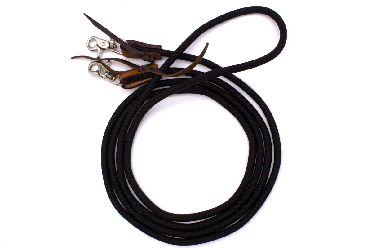 Rênes western fermées en nylon uni, 3,1 m, mousquetons