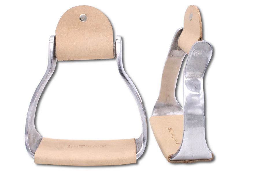 Étriers western extra larges en aluminium, cuir naturel ou marron foncé