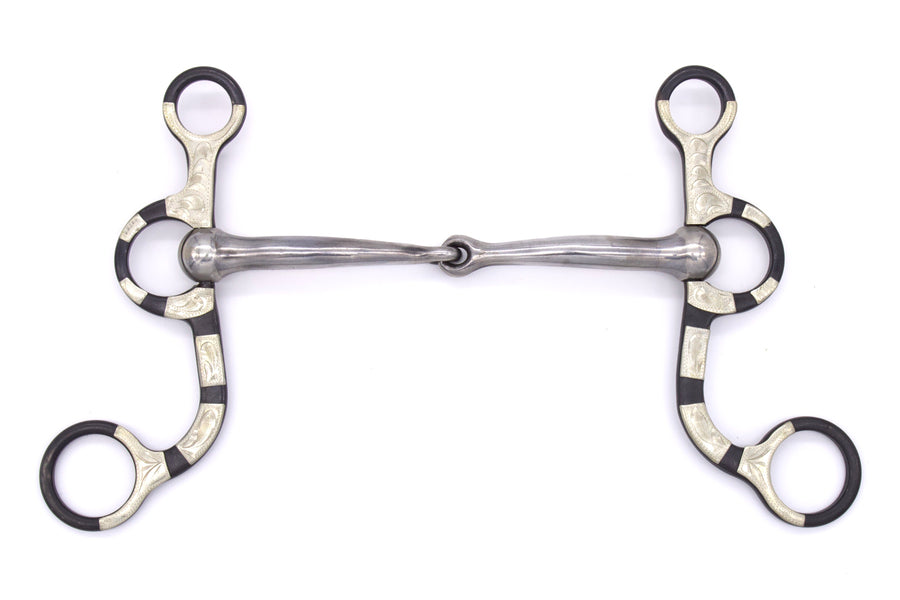 Mors western argentin à branches, ornements argentés, inox, 13,5 cm