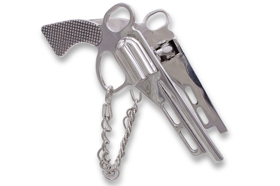 Mors western à branches en forme de revolver Colt, inox, 12,5 cm