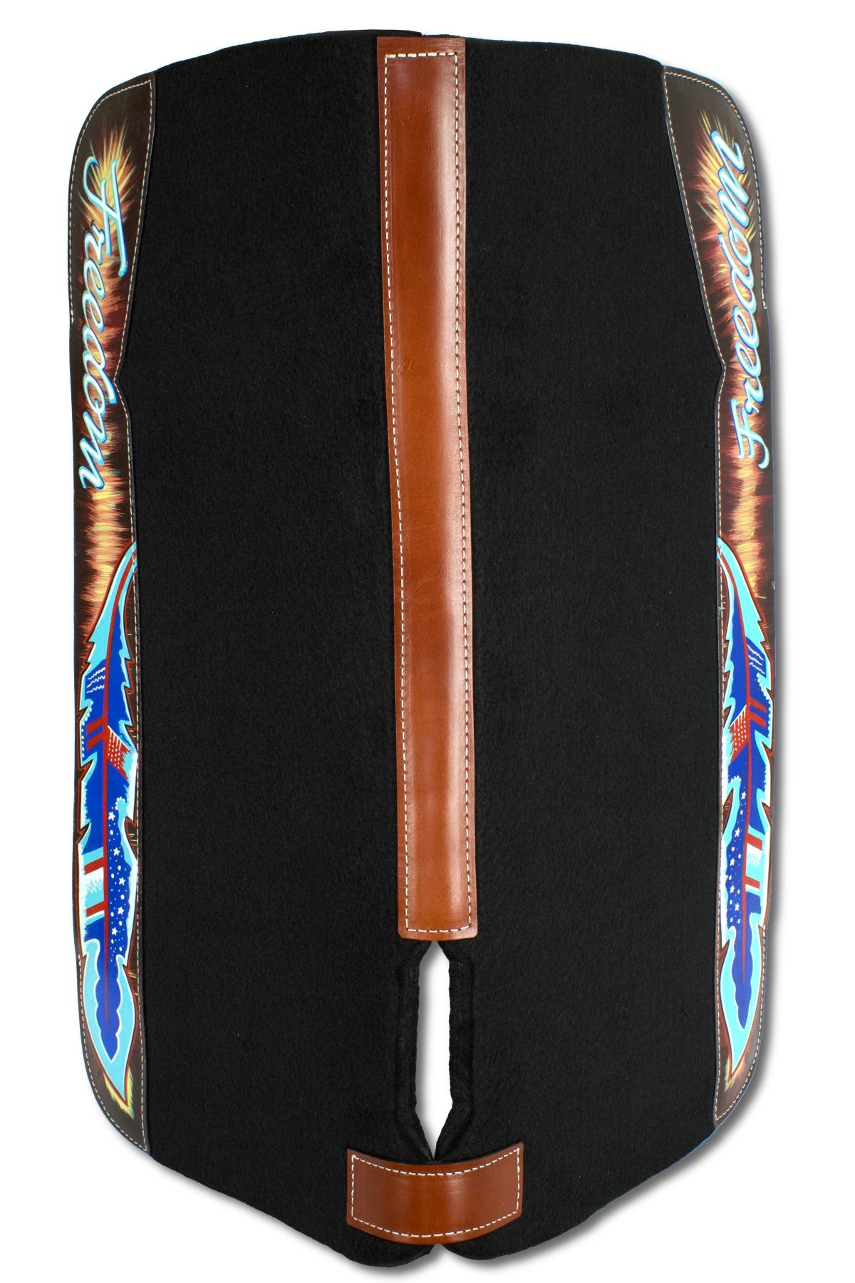 Tapis western en feutre noir, renforts cuir « Freedom », 81 x 79 cm
