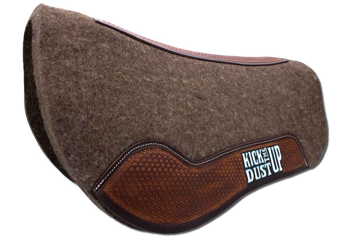 Tapis western round « Kick the Dust Up » feutre de laine, cuir estampé