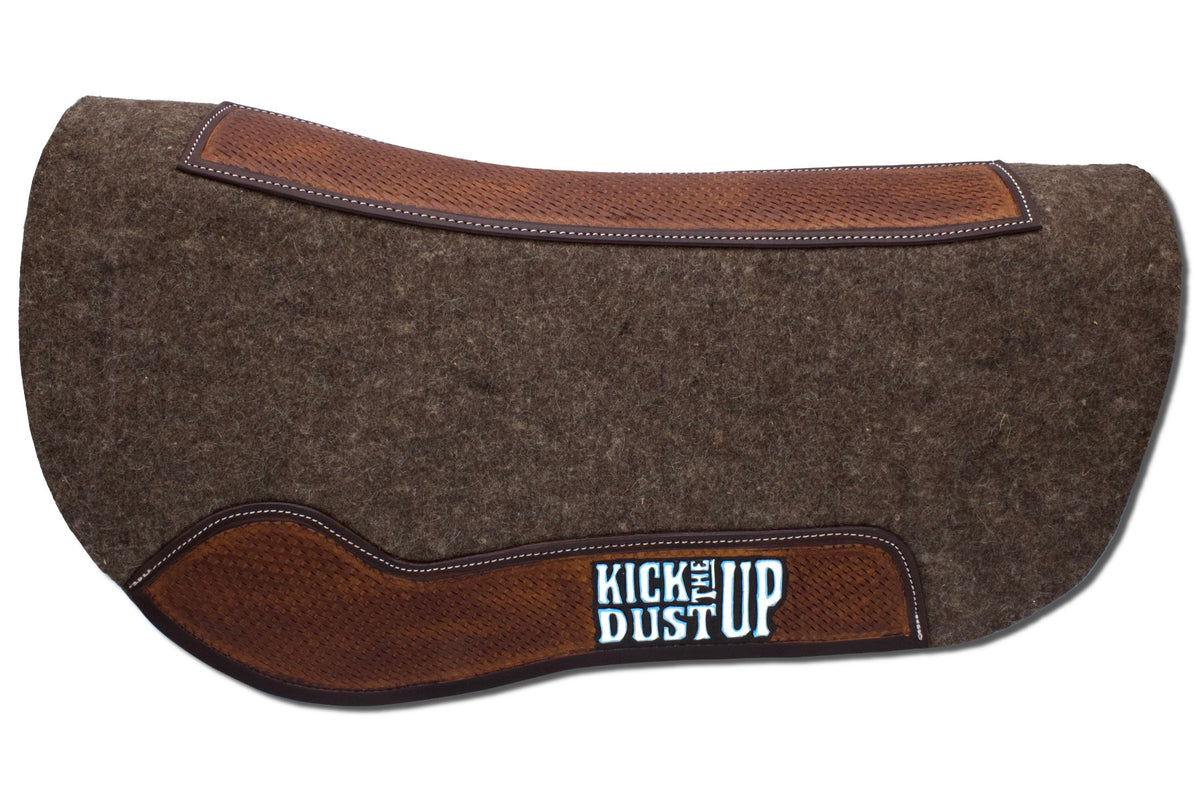 Tapis western round « Kick the Dust Up » feutre de laine, cuir estampé