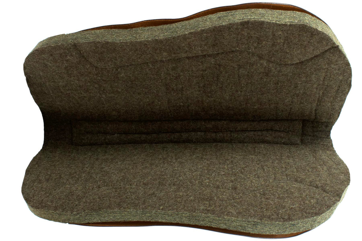 Tapis western round skirt court en feutre de laine, cuir, 74 x 82 cm