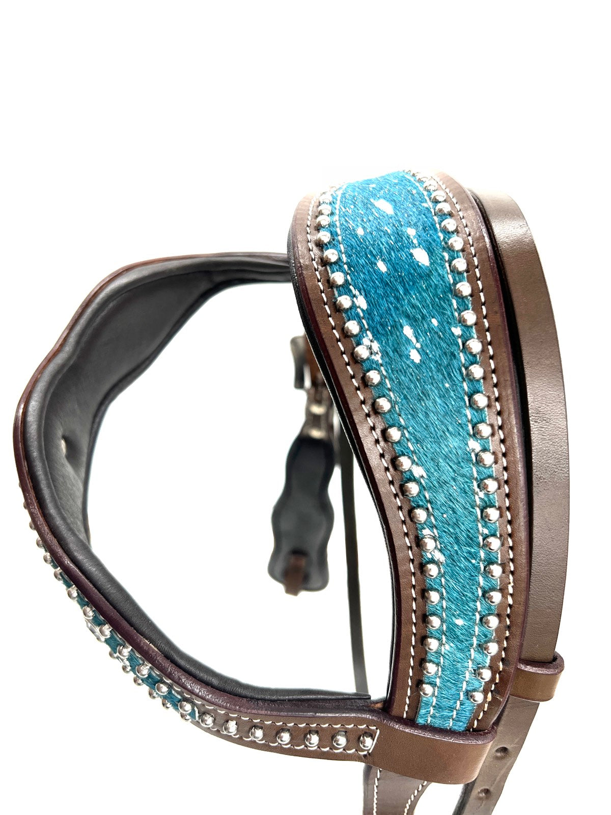 Bridon western têtière anatomique rembourrée, insert turquoise, 3 tailles