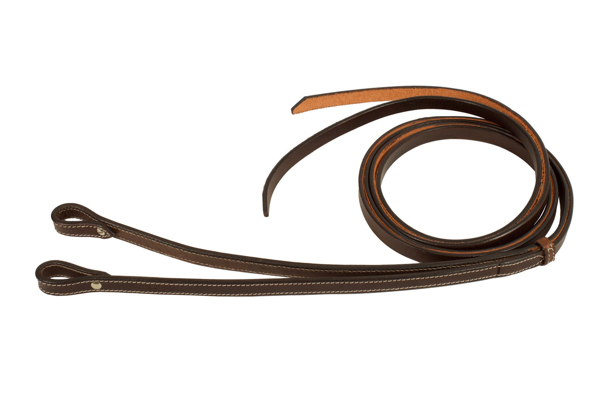 Split reins cuir harness dark oiled, surpiqûre décorative, 5/8, 2,1 m