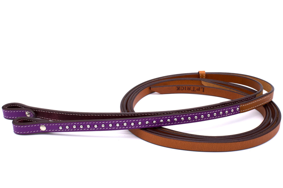 Bridon western une oreille violet avec conchos strass et split reins