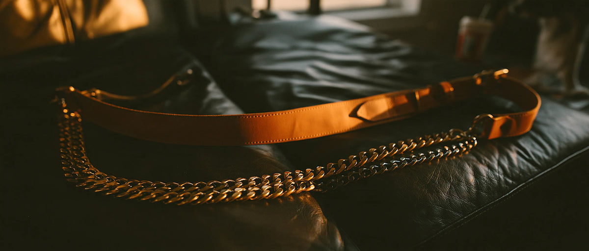 Gourmette western en cuir et chaîne