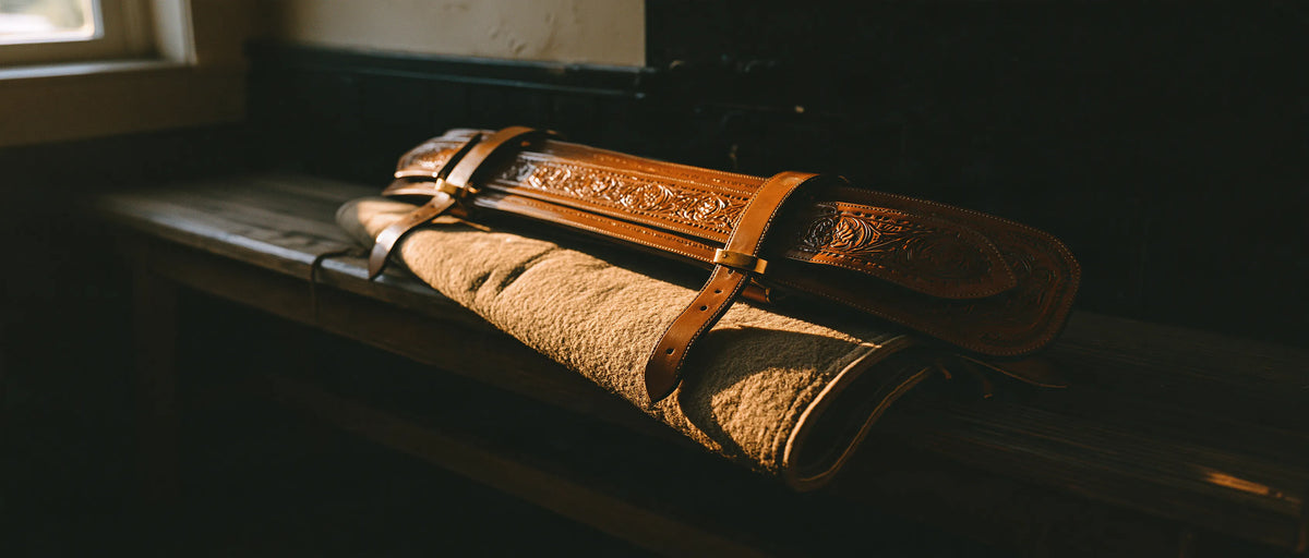 Tapis de selle western en feutre avec sangles en cuir