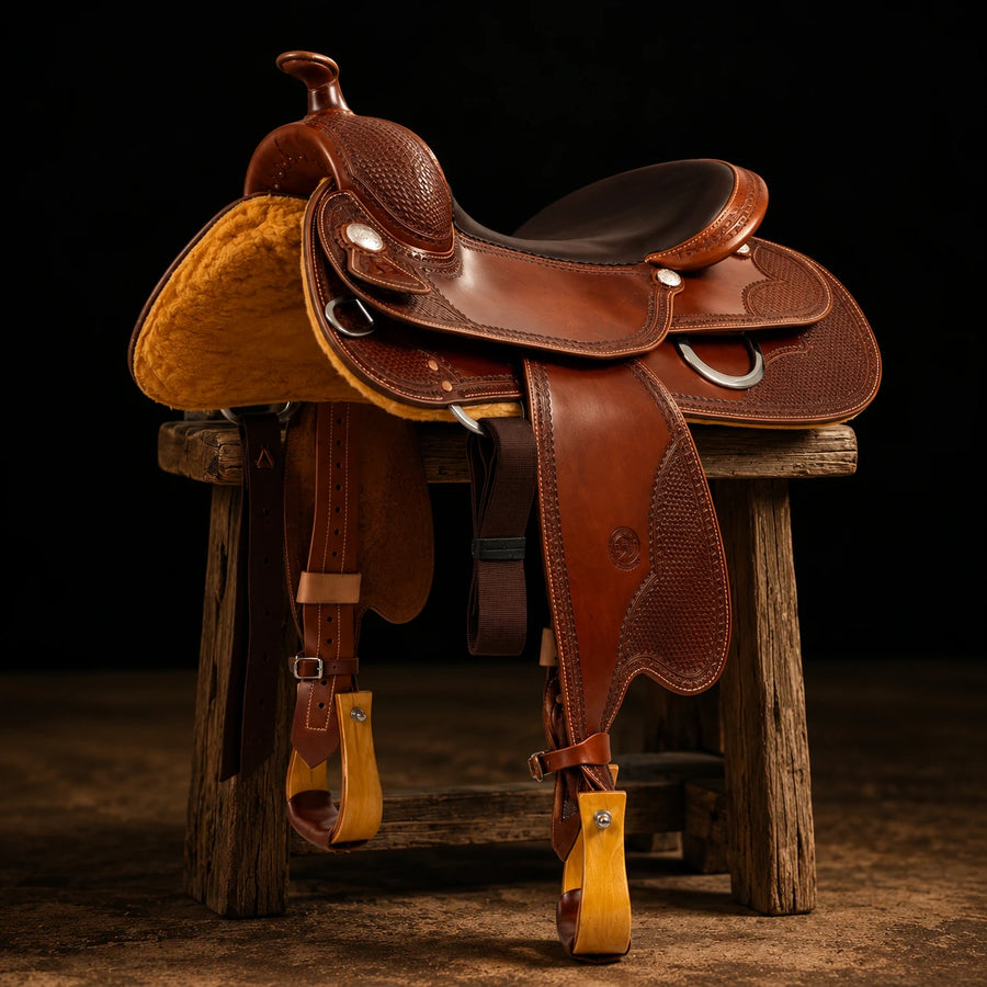 Selle de reining Garland Big Butterfly – vue d'ensemble (photo d'atelier)