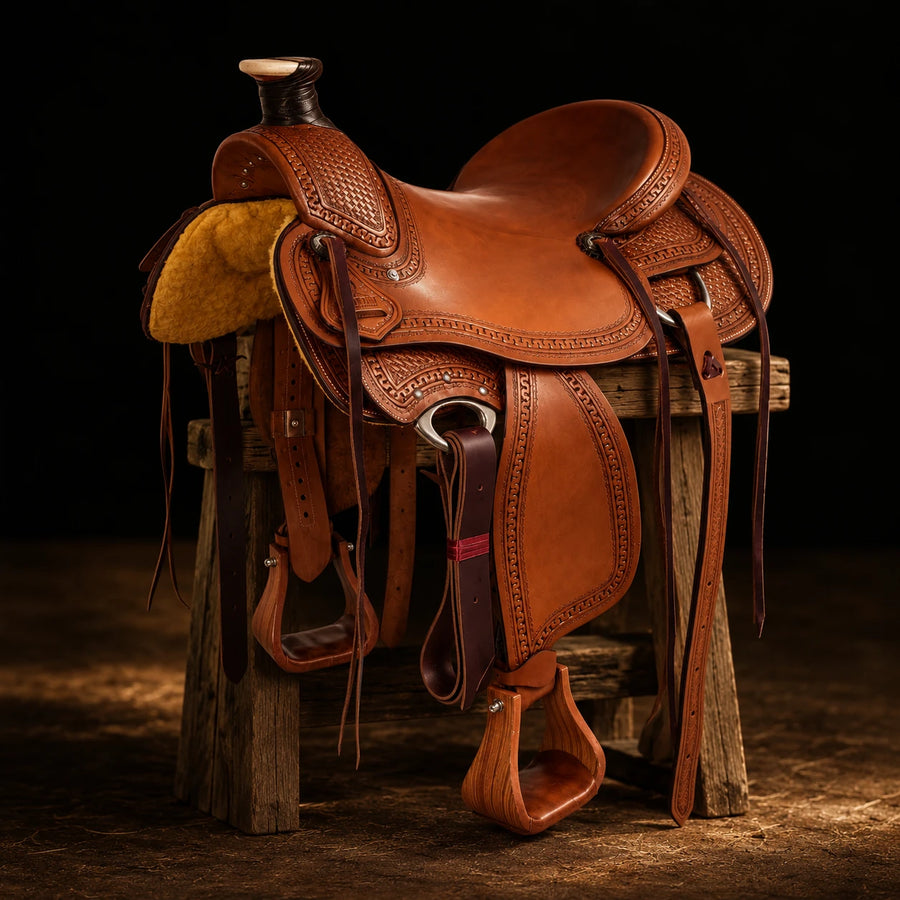 Selle western Wade McBryan travail basket – vue d'ensemble (photo d'atelier)