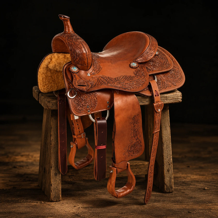 Selle team penning McBryan travail floral – vue d'ensemble (photo d'atelier)