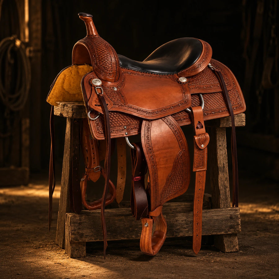 Selle working cow McBryan Royal Cutter – vue d'ensemble (photo d'atelier)