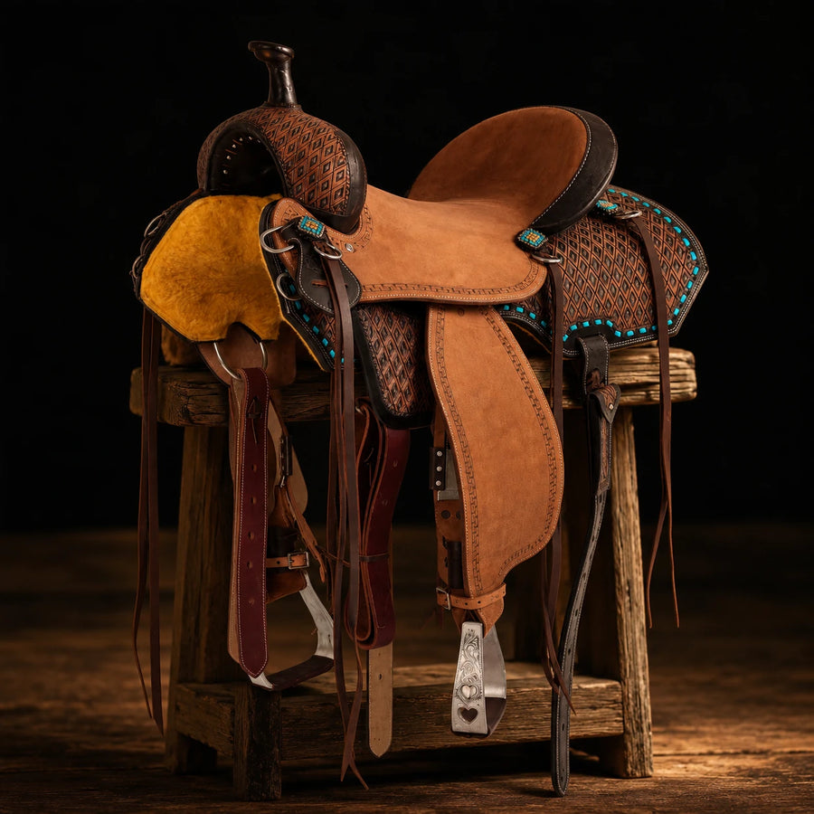 Selle de barrel Pool's MSB – vue d'ensemble (photo d'atelier)
