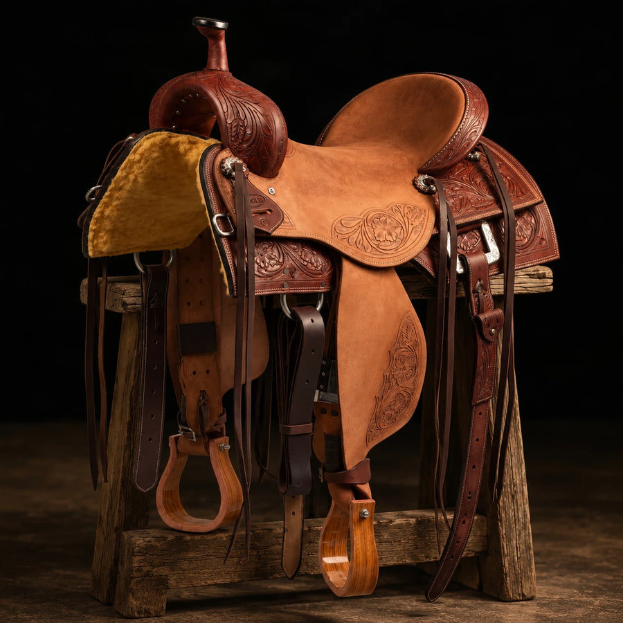 Selle cow horse Pool's Ranch Petal – vue d'ensemble (photo d'atelier)