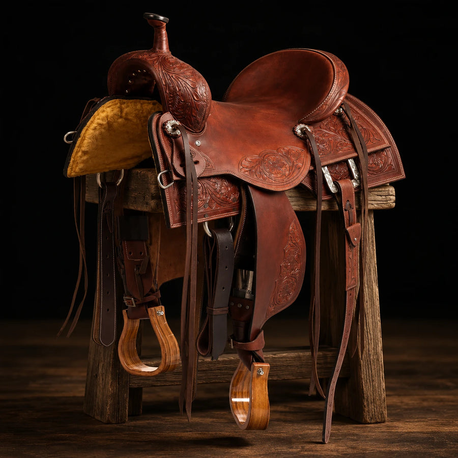 Selle cow horse Pool's Ranch Blossom – vue d'ensemble (photo d'atelier)
