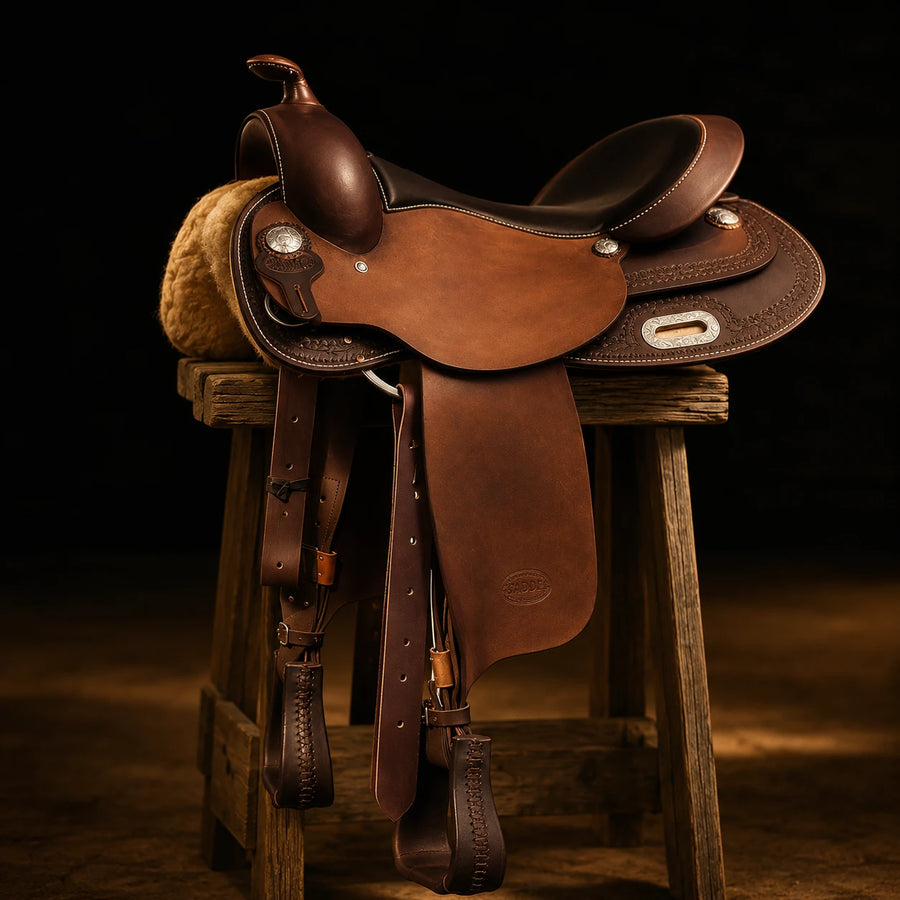 Selle team penning Pool's Rough Out 1020 – vue d'ensemble (photo d'atelier)
