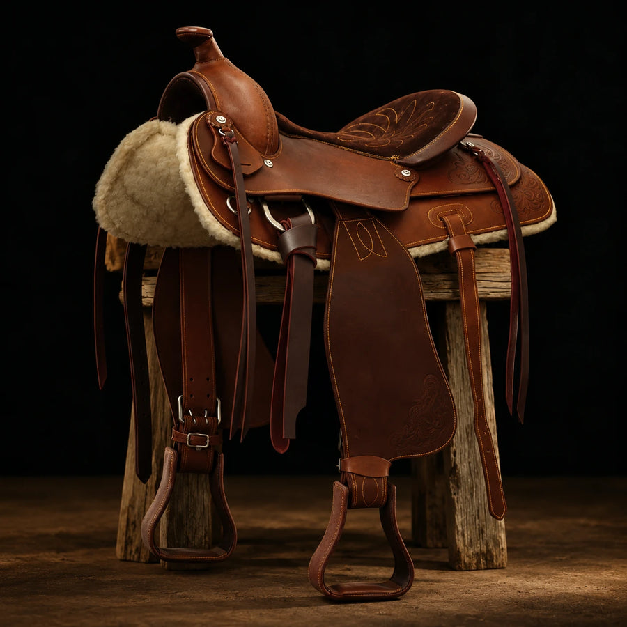 Selle de reining Lakota Prime Quarter – vue d'ensemble (photo d'atelier)